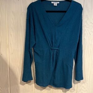 Skye's The Limit Waffle Knit Teal Soft Sweater 1X